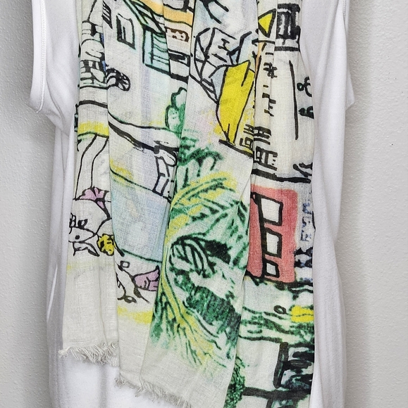 Chico's Tropical Print Island Vibe Oblong Scarf 24" x 72" - Picture 5 of 13